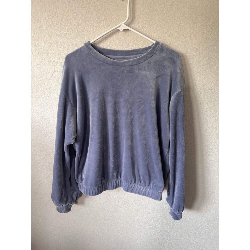 UGG Soft Velour Pullover Sweatshirt Slate Dusty Blue Size Large Cozy Loungewear